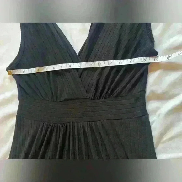 Rolla Coster Black V Neck Crossover Ribbed Tank Dress Side Slit Women's Large - Picture 7 of 8